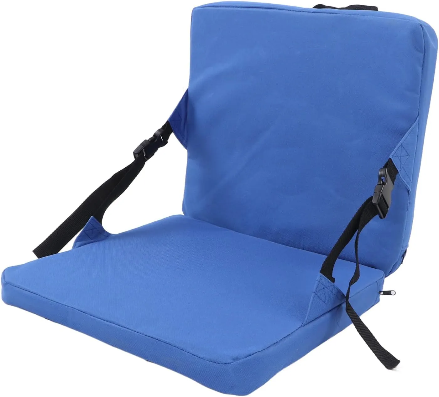 Outdoor Folding Chair Cushion, Portable Stadium Seat Cushion, Bleacher Cushion with Backrest, Thick Padded Bleacher Seats for Stadium Camping Travel, Hiking, Fishing (Blue)