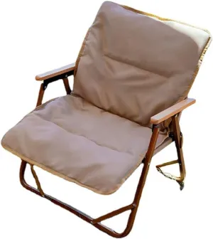 Outdoor Folding Chair Outside Camping Chairs Adjustable Reclining Pillow Lawn Side Pockets Portable Lightweight Hiking Beach BackrestBrown