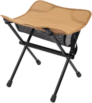 Outdoor Foot Stool for Camping with Mesh Storage Pocket Fishing Chair for Travel, Khaki