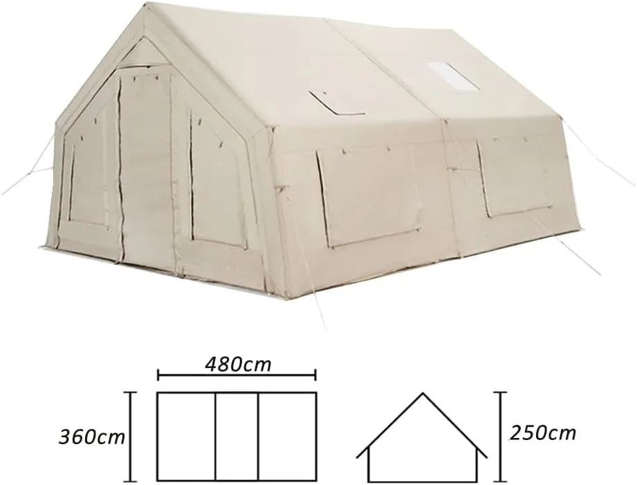 Outdoor Inflatable Camping Tent with Air Pump, 13m² Glamping Tents, Easy Setup 4 Season Windproof House for Fishing, Camping & Hiking,480 X 360 X 250cm