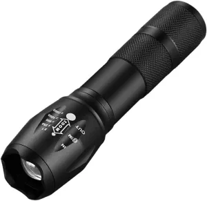 Outdoor LED Strong Light Flashlight,USB Rechargeable Work Light,Telescopic Zoom,for Hiking,Camping, Emergency Waterproof Tactical Flashlight(with Battery)