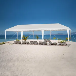 Outdoor Pop Up Canopy 10x30 Ft, Large Collapsible Wedding Tents with 8 Sidewall and a Wheeled Bag, 3 Positions Height, 6 Windows and 2 Doors, Sun Shade Shelter for Festival, Activity, Trade Show, Blue