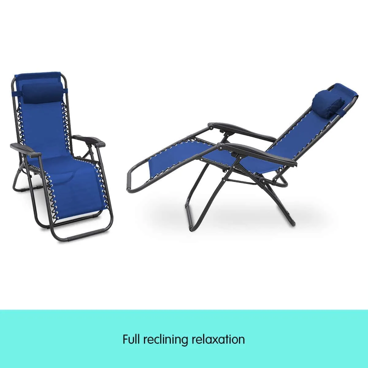 Outdoor Reclining Deck Chair with Padded Headrest - Grey