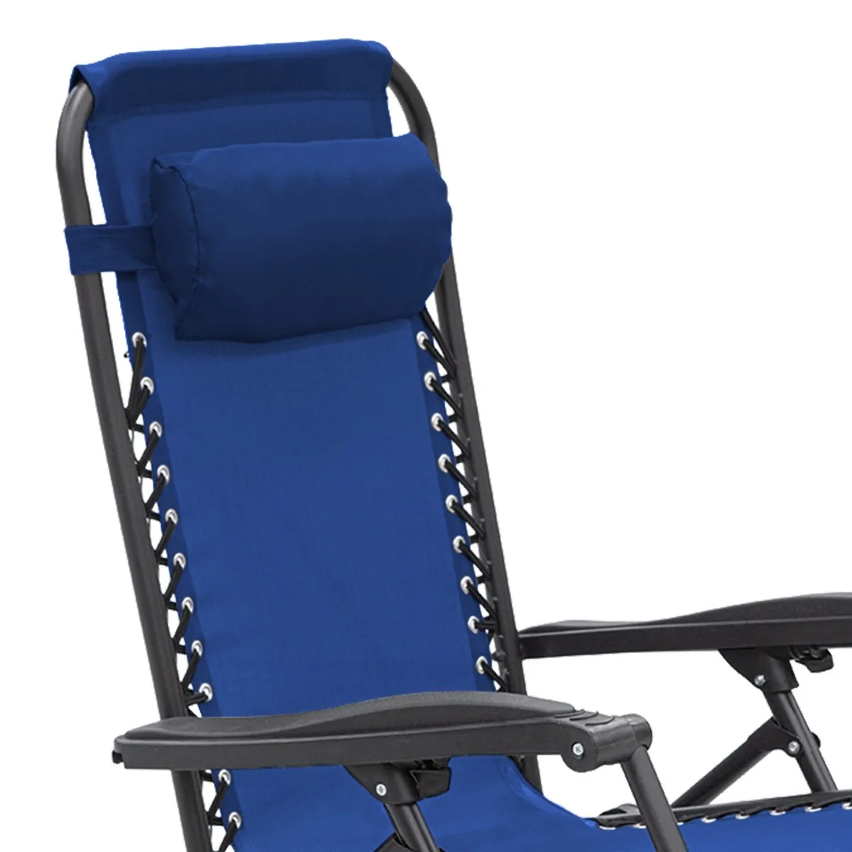 Outdoor Reclining Deck Chair with Padded Headrest - Grey