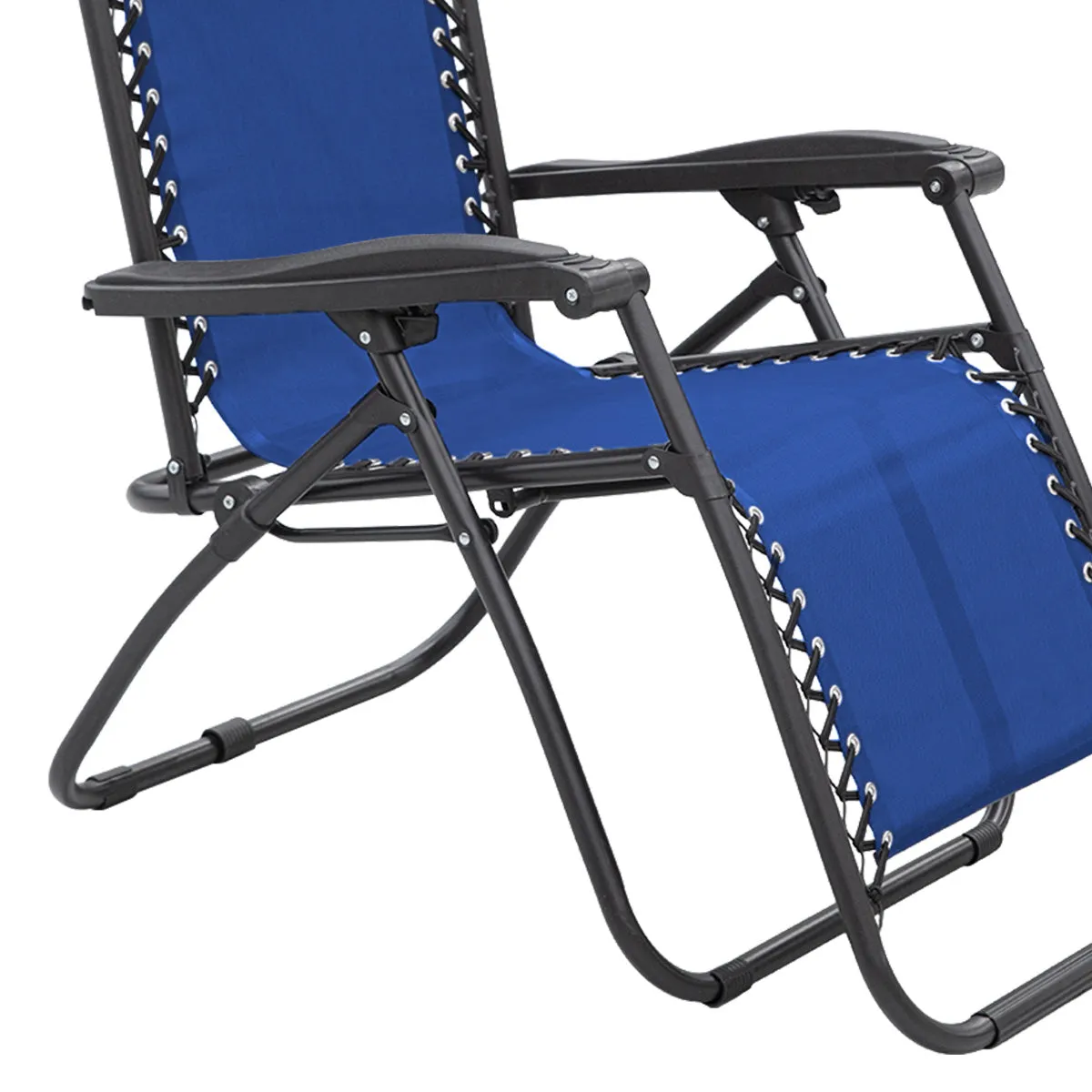 Outdoor Reclining Deck Chair with Padded Headrest - Grey