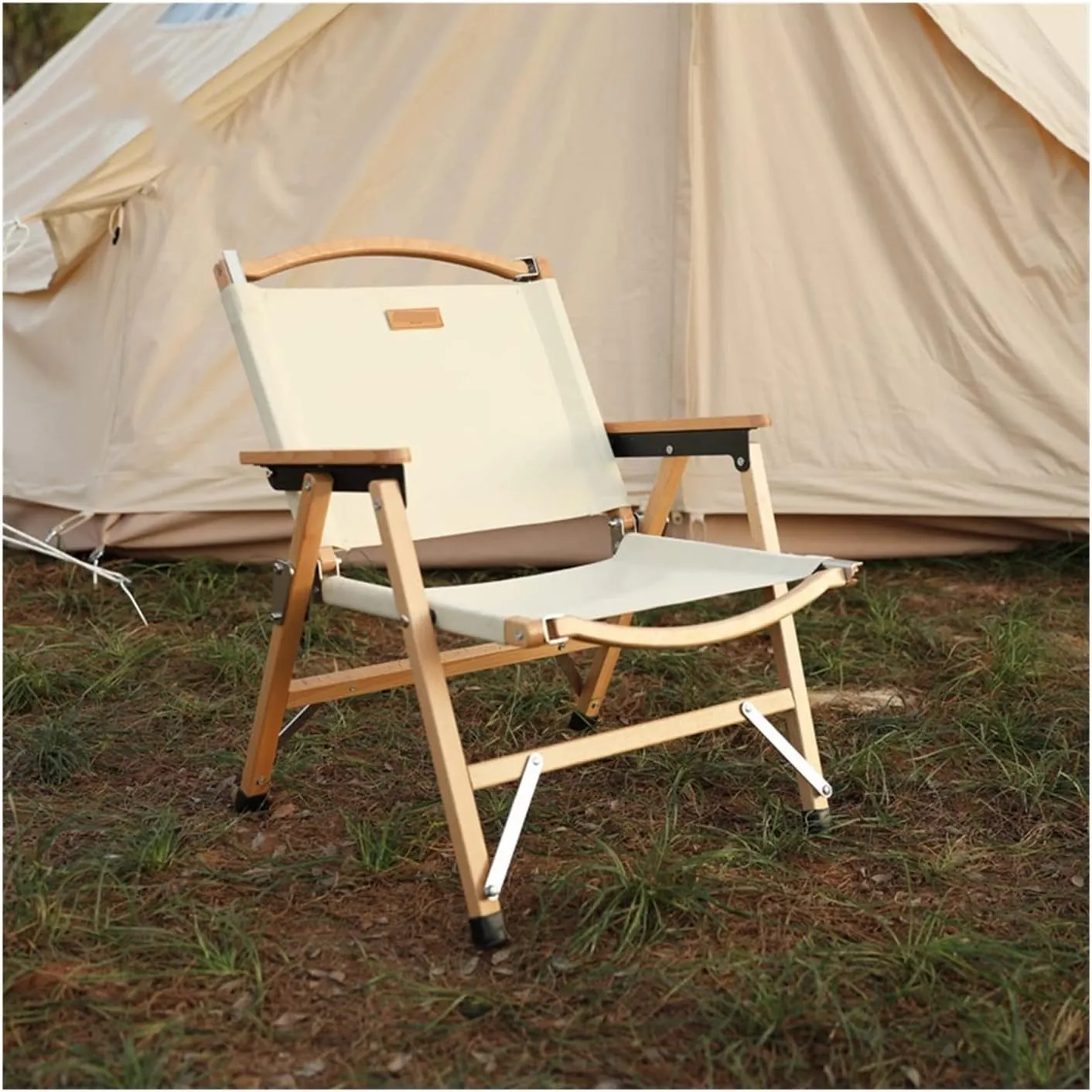 Outdoor Solid Wood Folding Chair Portable Camping Picnic Barbecue Self-Driving Beach