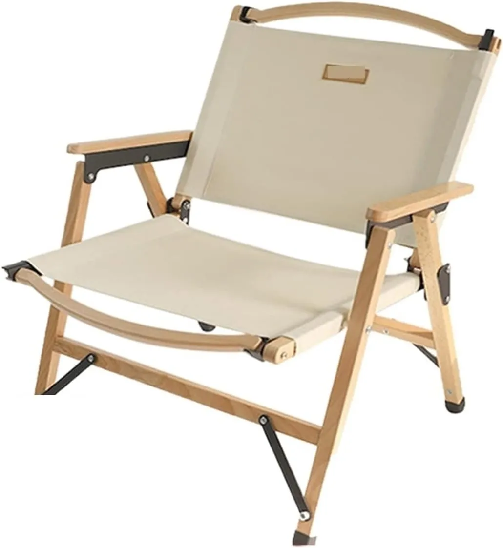 Outdoor Solid Wood Folding Chair Portable Camping Picnic Barbecue Self-Driving Beach
