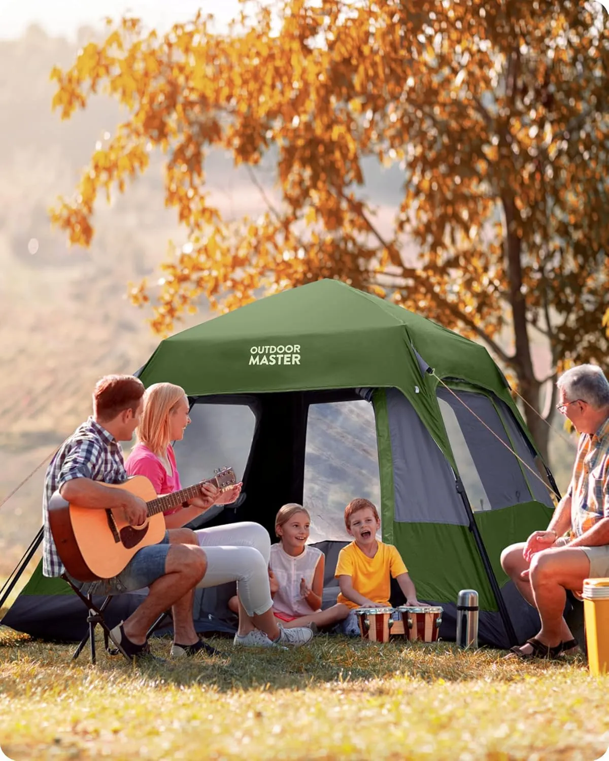 OutdoorMaster Camping Tents, 4/6 Person Camping Tent with Blackout Shelter Technology, Easy Setup in 60 Seconds, Weatherproof Pop Up Tent with Top Rainfly, Instant Cabin Tent