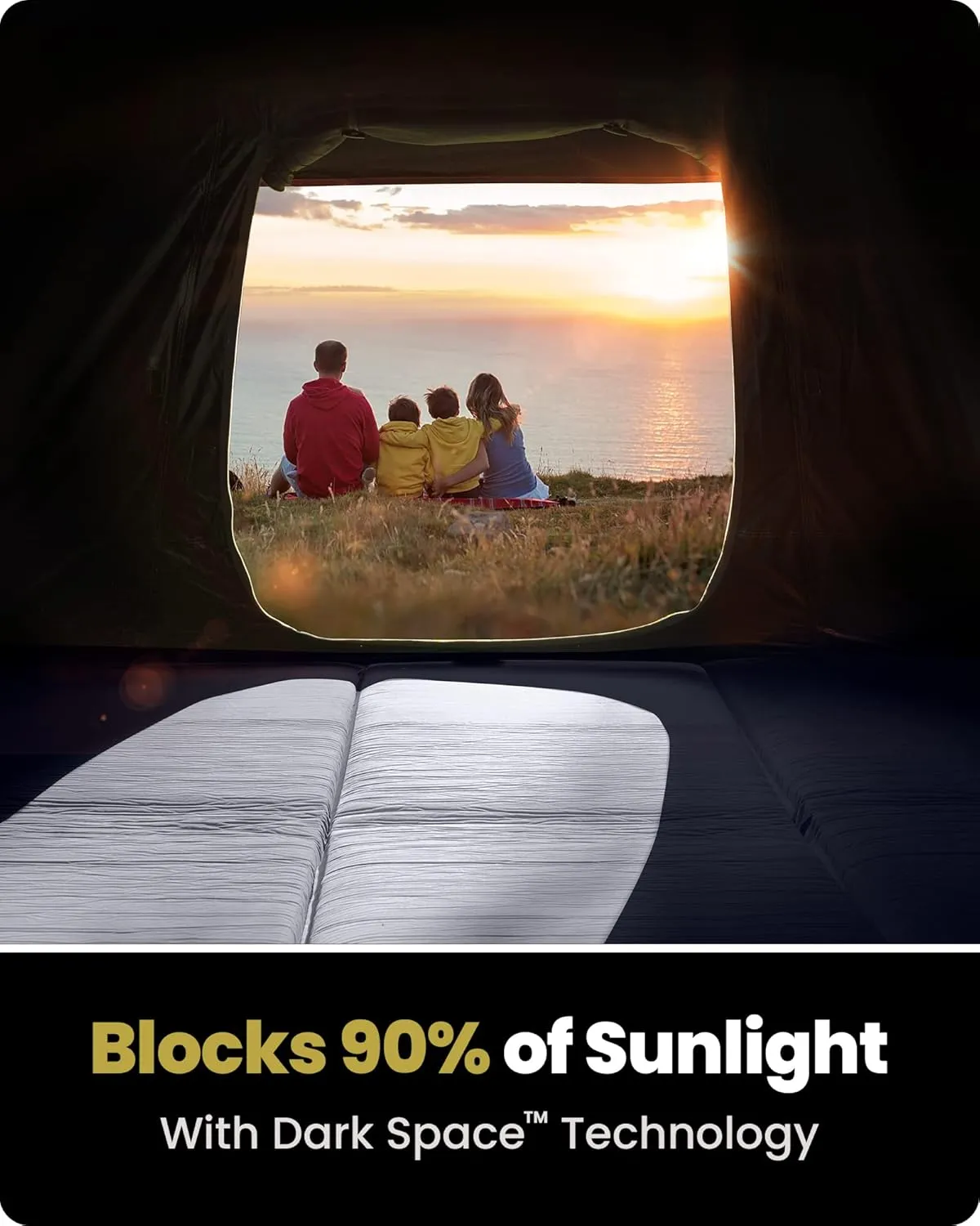 OutdoorMaster Camping Tents, 4/6 Person Camping Tent with Blackout Shelter Technology, Easy Setup in 60 Seconds, Weatherproof Pop Up Tent with Top Rainfly, Instant Cabin Tent