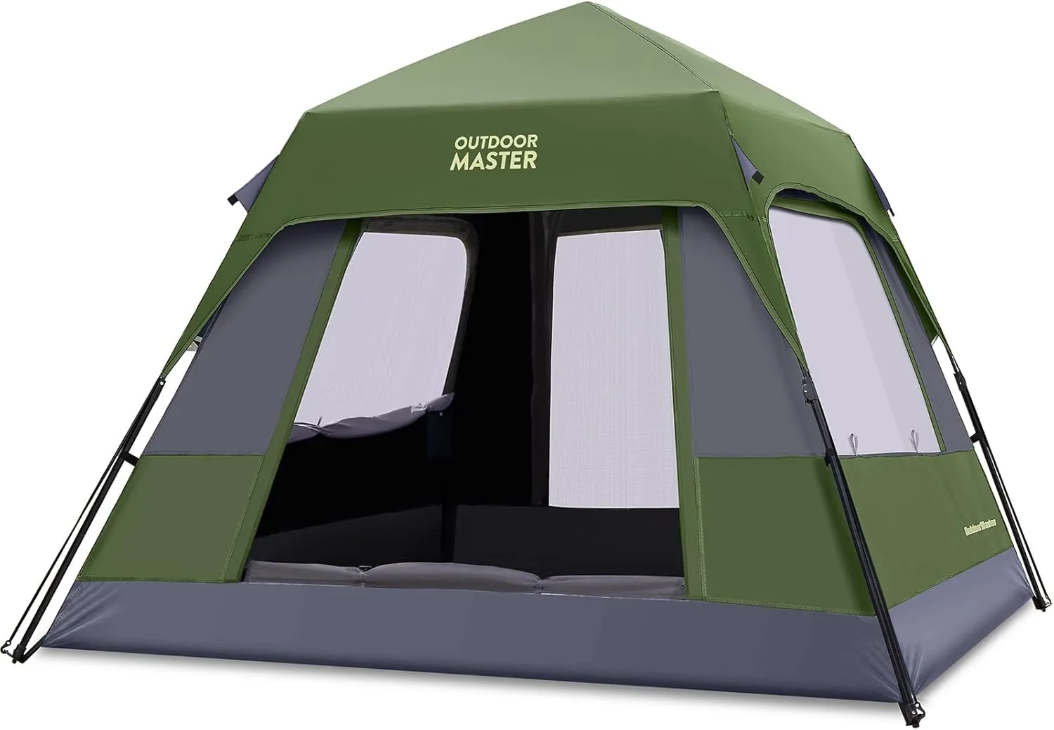 OutdoorMaster Camping Tents, 4/6 Person Camping Tent with Blackout Shelter Technology, Easy Setup in 60 Seconds, Weatherproof Pop Up Tent with Top Rainfly, Instant Cabin Tent
