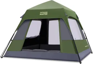 OutdoorMaster Camping Tents, 4/6 Person Camping Tent with Blackout Shelter Technology, Easy Setup in 60 Seconds, Weatherproof Pop Up Tent with Top Rainfly, Instant Cabin Tent