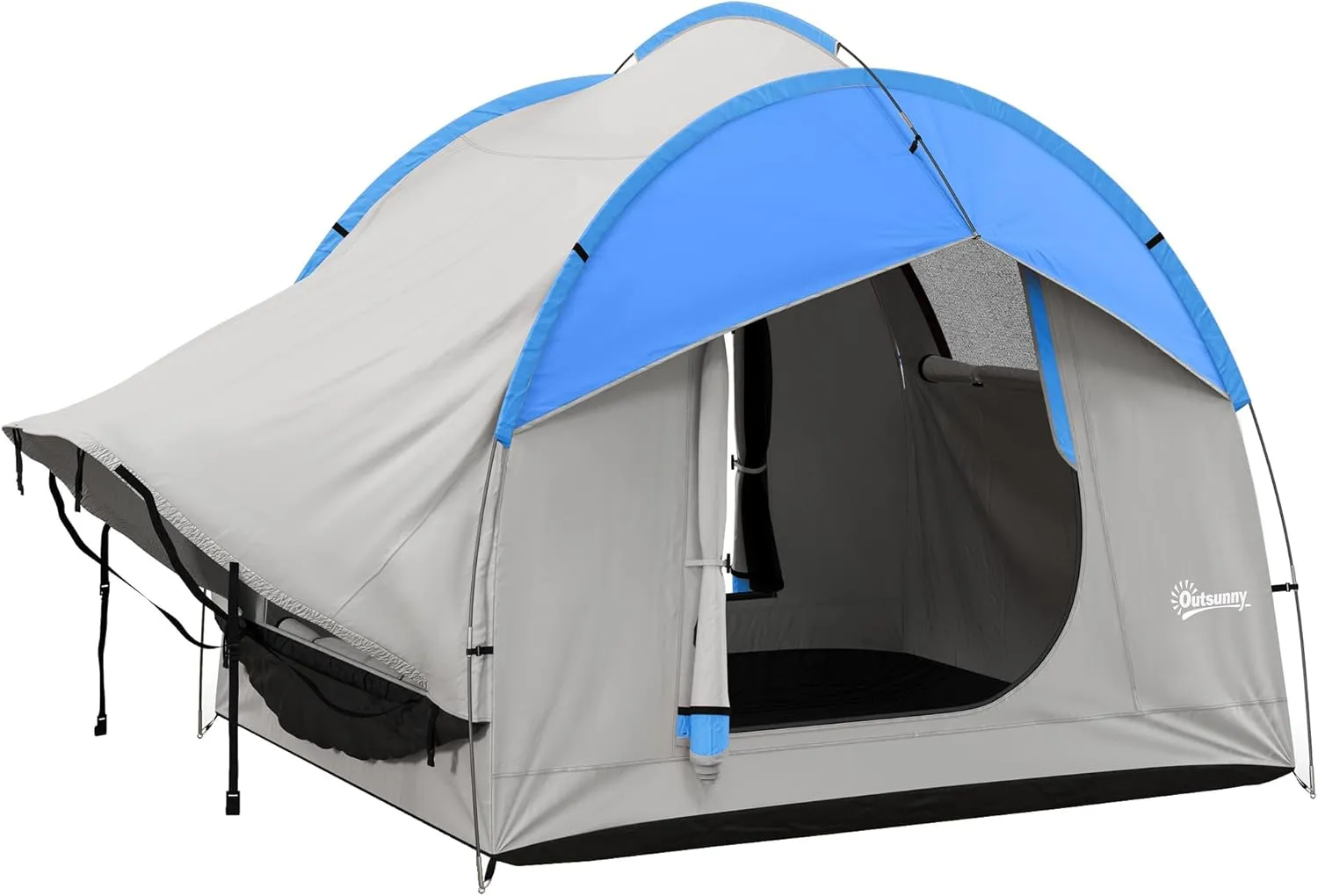Outsunny SUV Tent, 2000mm Waterproof Truck Tent with 3 Doors and Mesh Window, for 5-6 Person Camping Outdoor Travel, 7.5' L x 6.9' W x 6.9' H