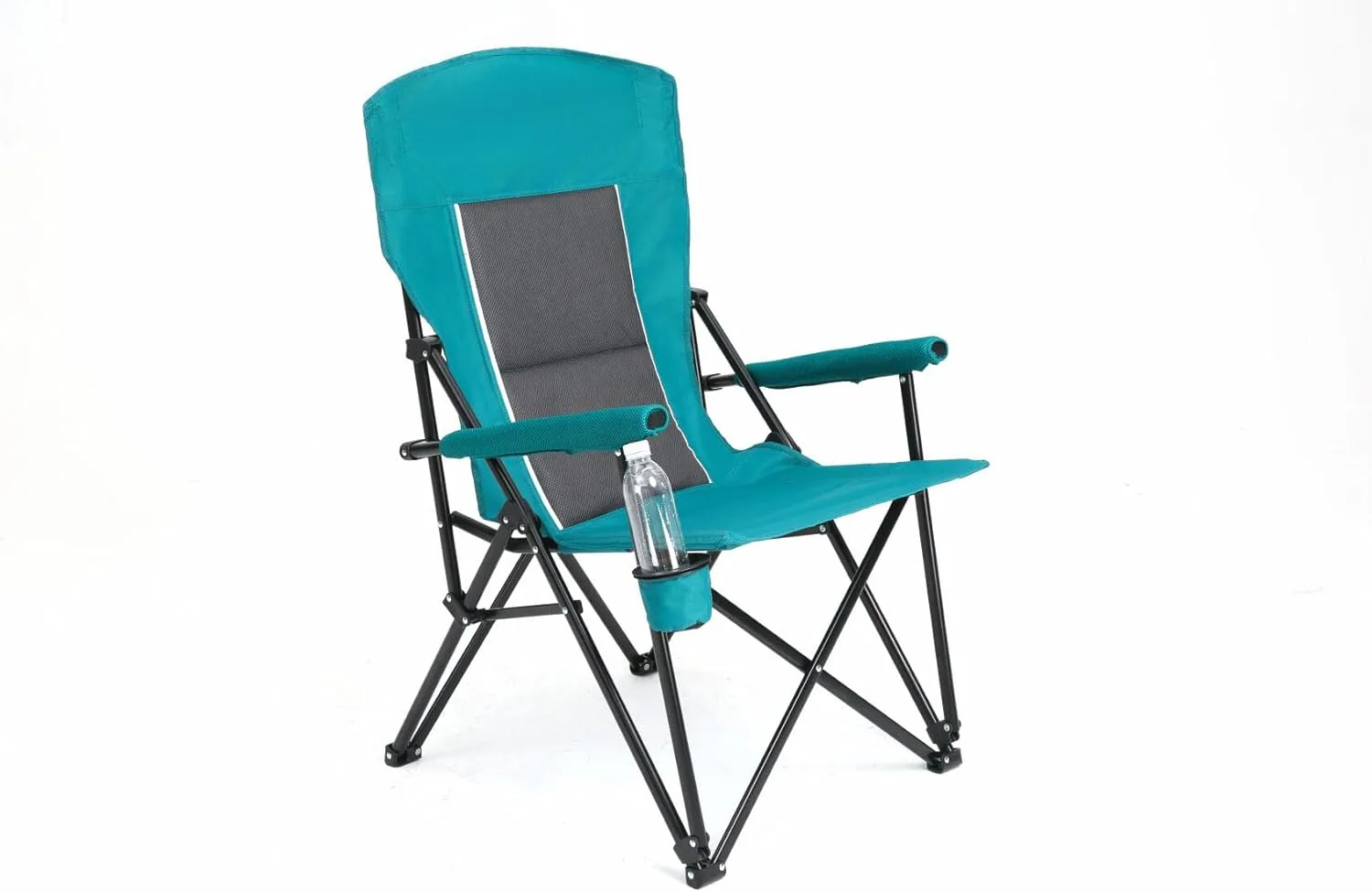Oversized Camping Chairs, High Back Heavy Duty Lawn Chair Support 250LBS, Padded Portable Outdoor Chair with Cup Holder, Blue