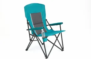 Oversized Camping Chairs, High Back Heavy Duty Lawn Chair Support 250LBS, Padded Portable Outdoor Chair with Cup Holder, Blue