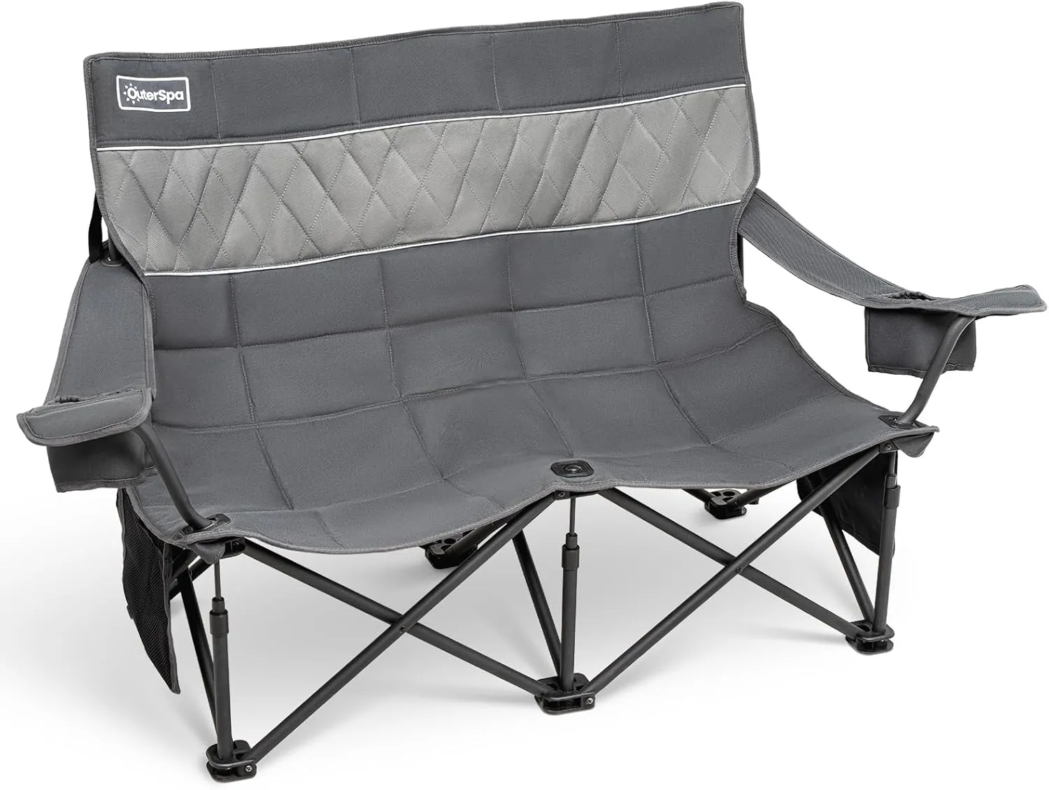 Oversized Camping Couch for Adults Heavy Duty, Fully Padded Double Camping Chair Outdoor Loveseat Double Folding Chair Double Lawn Chairs for Outdoor,Indoor,Camping,Travel,Supports 600lbs