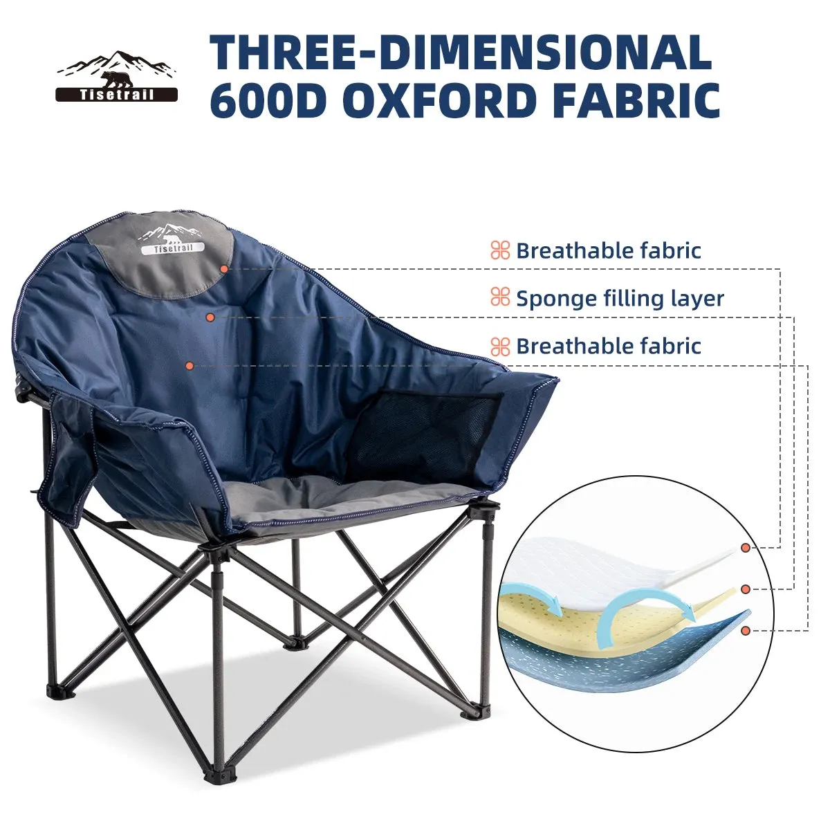 Oversized Folding Saucer Chair with Cup Holder