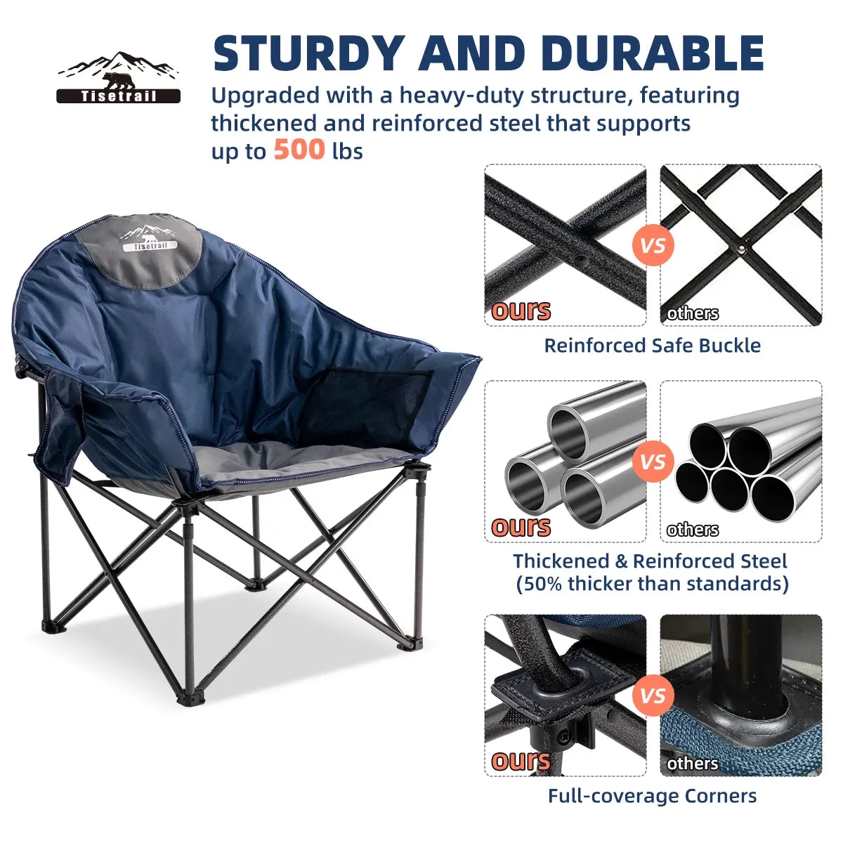 Oversized Folding Saucer Chair with Cup Holder