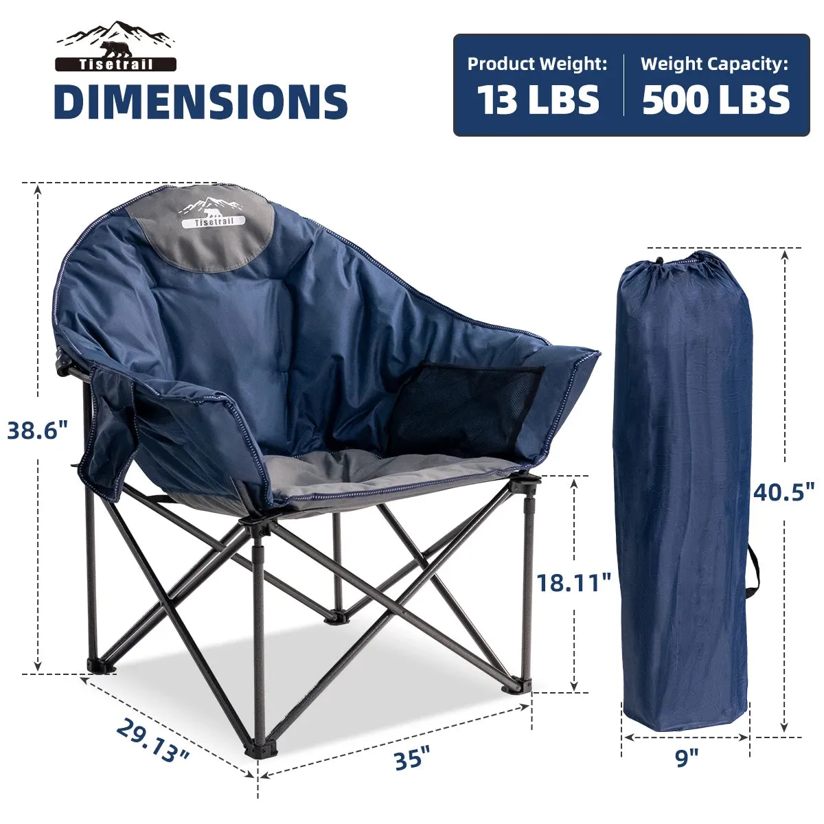 Oversized Folding Saucer Chair with Cup Holder