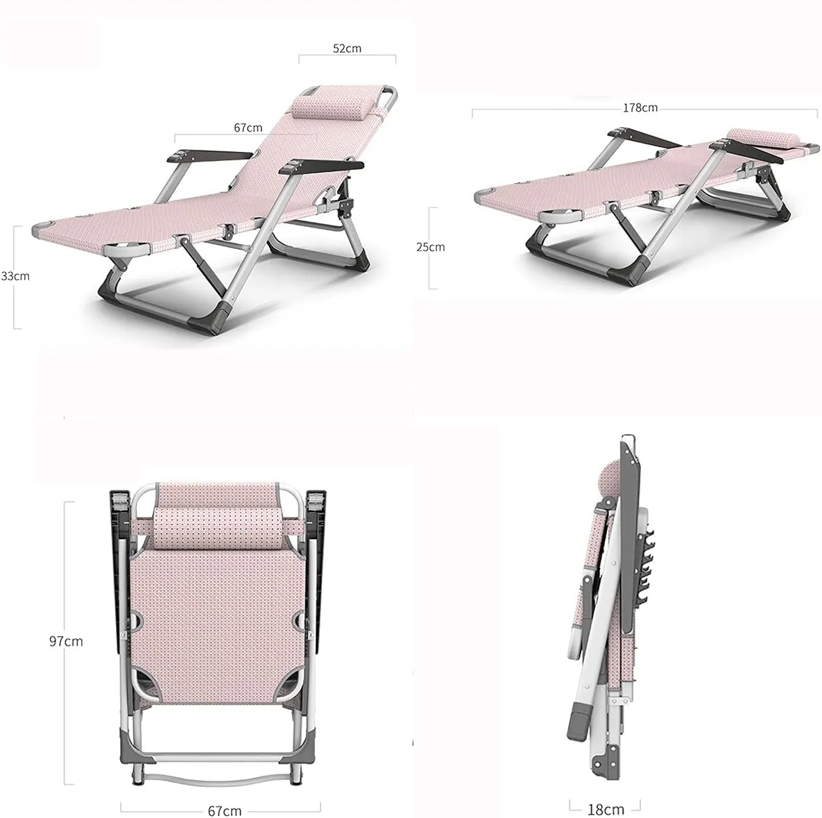 Oversized Padded Zero Gravity Chair, Folding Patio Lounge Recliner with Armrest, Outdoor Deck & Porch Recliner, 300kg Weight Capacity