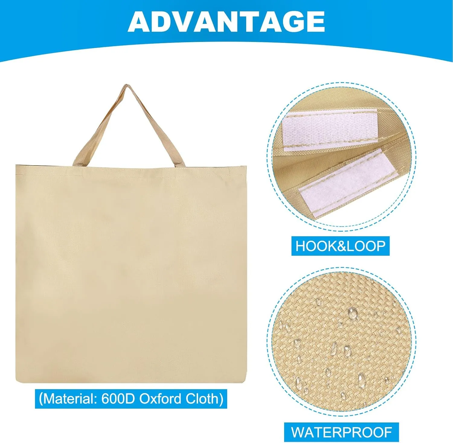 PATIKIL 23"x24" Camp Chair Bag Replacement, Folding Chair Bag Beach Chair Storage Bag Stadium Chair Carrying Bag Moving Bag with Hook-and-Loop for Travel Outdoor Camping, Beige