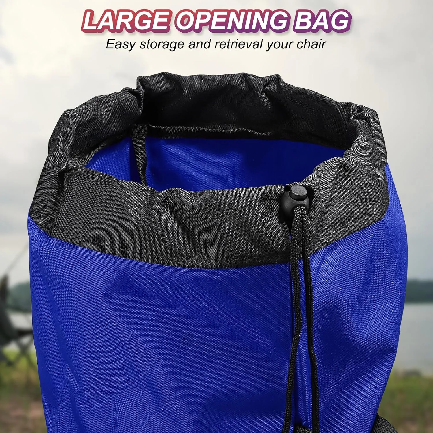 PATIKIL 47 Inch Camp Chair Replacement Bag, Foldable Camping Chair Bag 900D Oxford Large Mouth Carry Bag with Adjustable Shoulder Strap & Side Pocket for Outdoor Camping, Blue