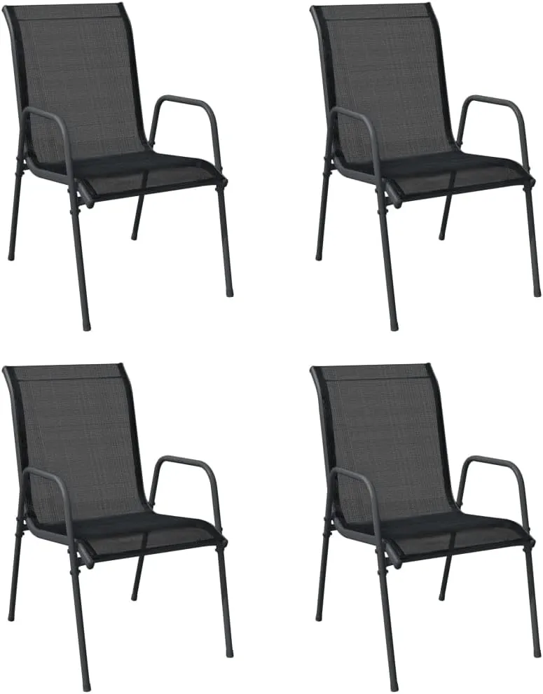 Patio Chairs 4 Pack Outdoor Black Steel and Textilene Lounge Chairs for Patio Beach Camping Dining Reading Relaxing
