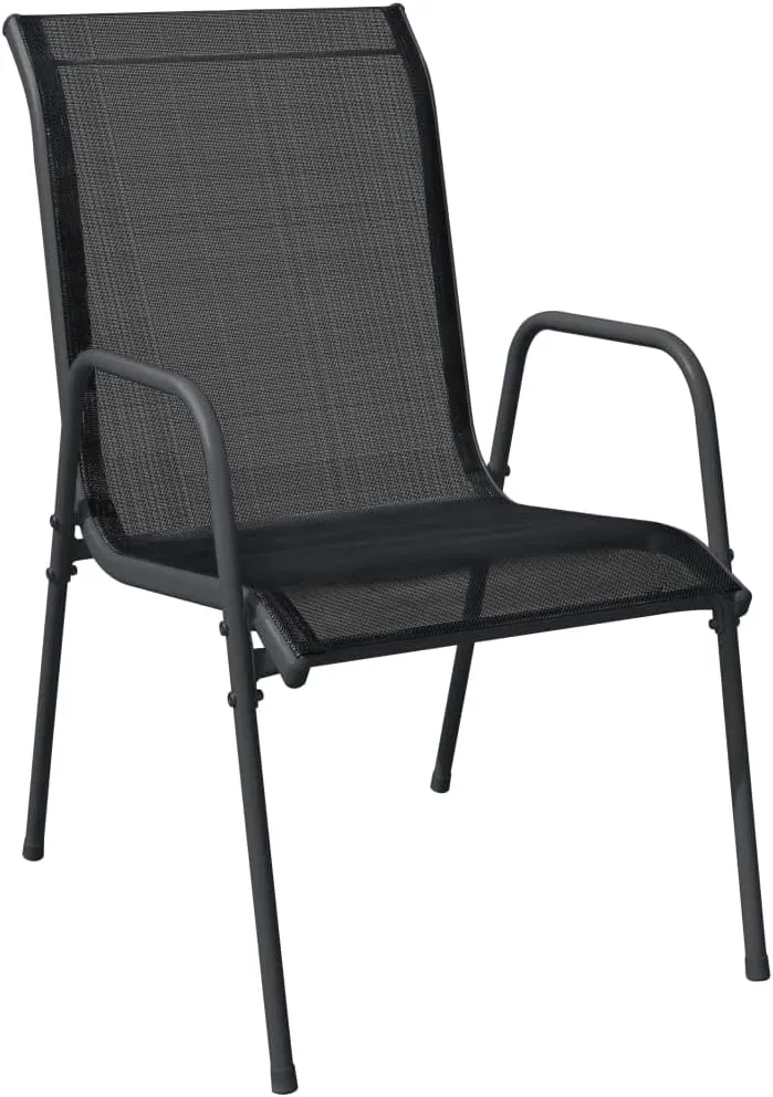 Patio Chairs 4 Pack Outdoor Black Steel and Textilene Lounge Chairs for Patio Beach Camping Dining Reading Relaxing