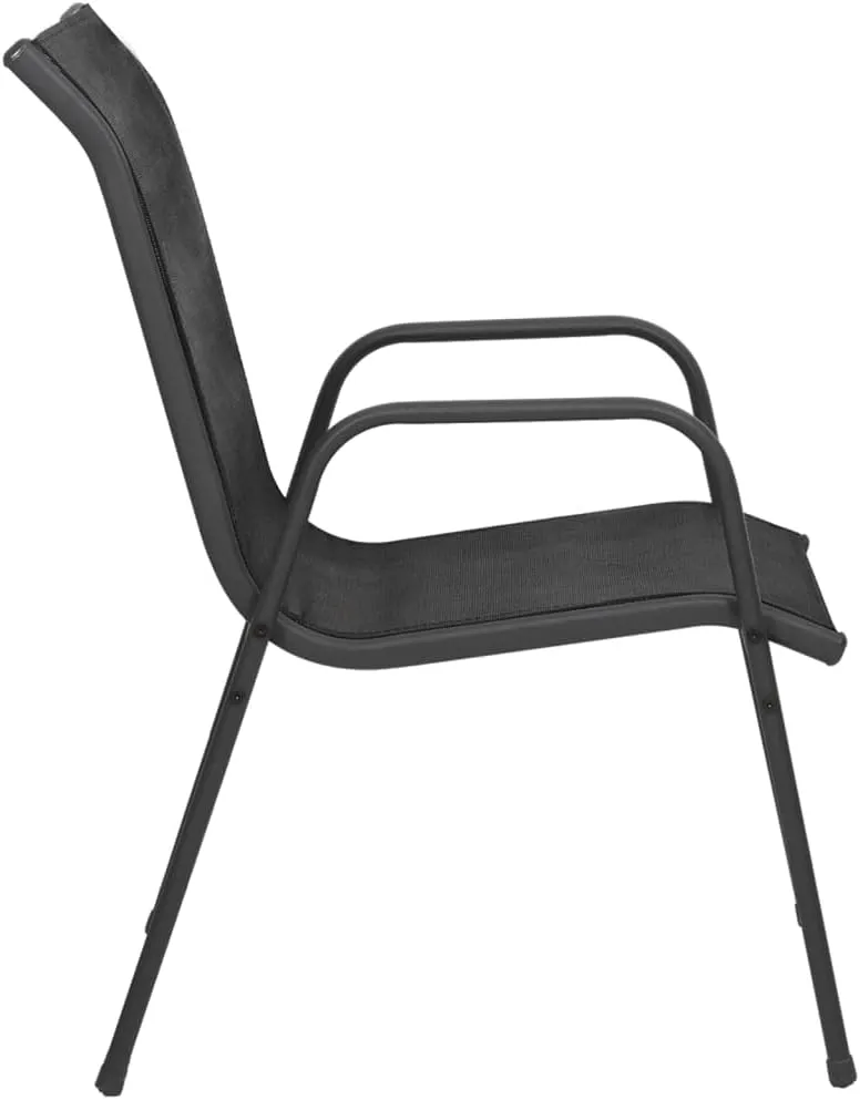 Patio Chairs 4 Pack Outdoor Black Steel and Textilene Lounge Chairs for Patio Beach Camping Dining Reading Relaxing