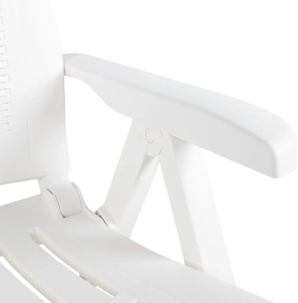 Patio Reclining Chairs 2 Pack Plastic White Outdoor Lounge Chairs Adjustable Backrest Foldable for Pool, Beach, Camping, Backyard Relaxation