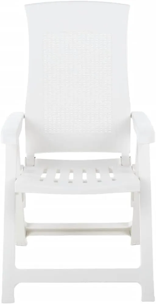 Patio Reclining Chairs 2 Pack Plastic White Outdoor Lounge Chairs Adjustable Backrest Foldable for Pool, Beach, Camping, Backyard Relaxation