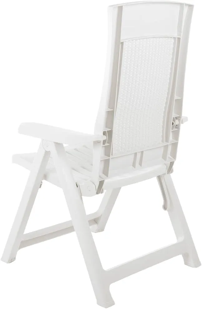 Patio Reclining Chairs 2 Pack Plastic White Outdoor Lounge Chairs Adjustable Backrest Foldable for Pool, Beach, Camping, Backyard Relaxation