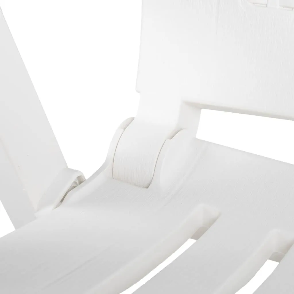 Patio Reclining Chairs 2 Pack Plastic White Outdoor Lounge Chairs Adjustable Backrest Foldable for Pool, Beach, Camping, Backyard Relaxation