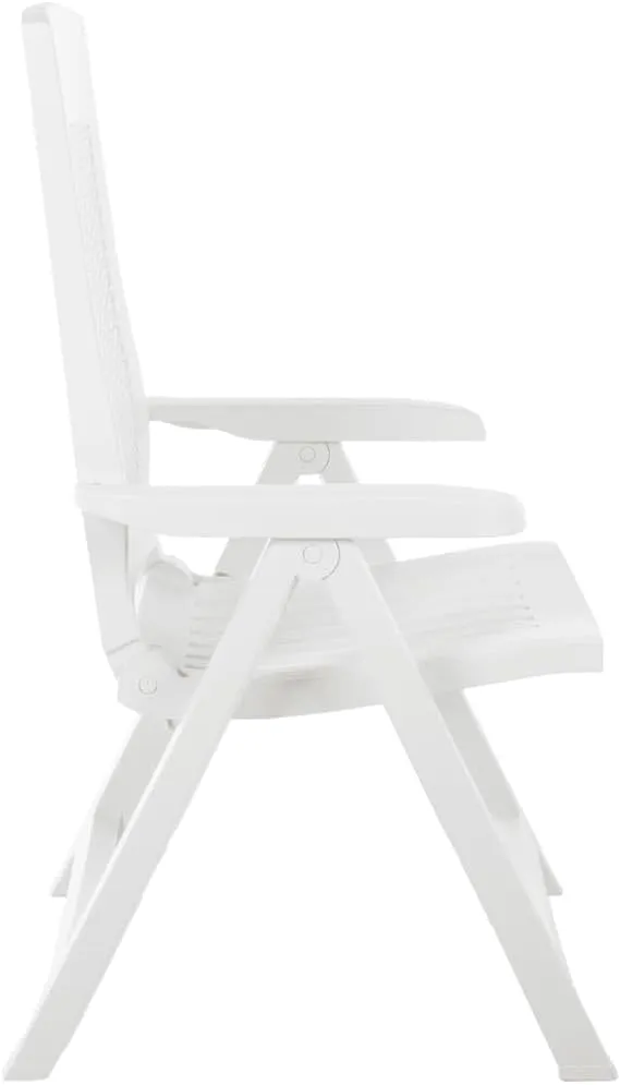 Patio Reclining Chairs 2 Pack Plastic White Outdoor Lounge Chairs Adjustable Backrest Foldable for Pool, Beach, Camping, Backyard Relaxation