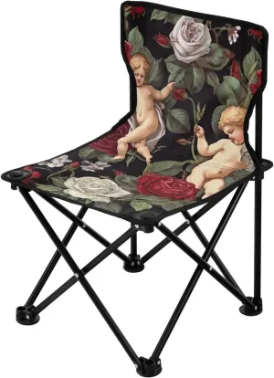 Pattern Portable Outdoor Folding Chair Anti-Slip Padded Oxford Cloth Stool Camping Chair Small for Beach Hiking Fishing Gardening Quad Camp Chair