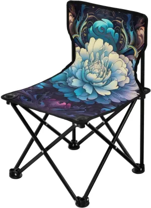 Peony in Bloom Portable Outdoor Folding Chair Anti-Slip Padded Oxford Cloth Stool Camping Chair Small for Beach Hiking Fishing Gardening Quad Camp Chair