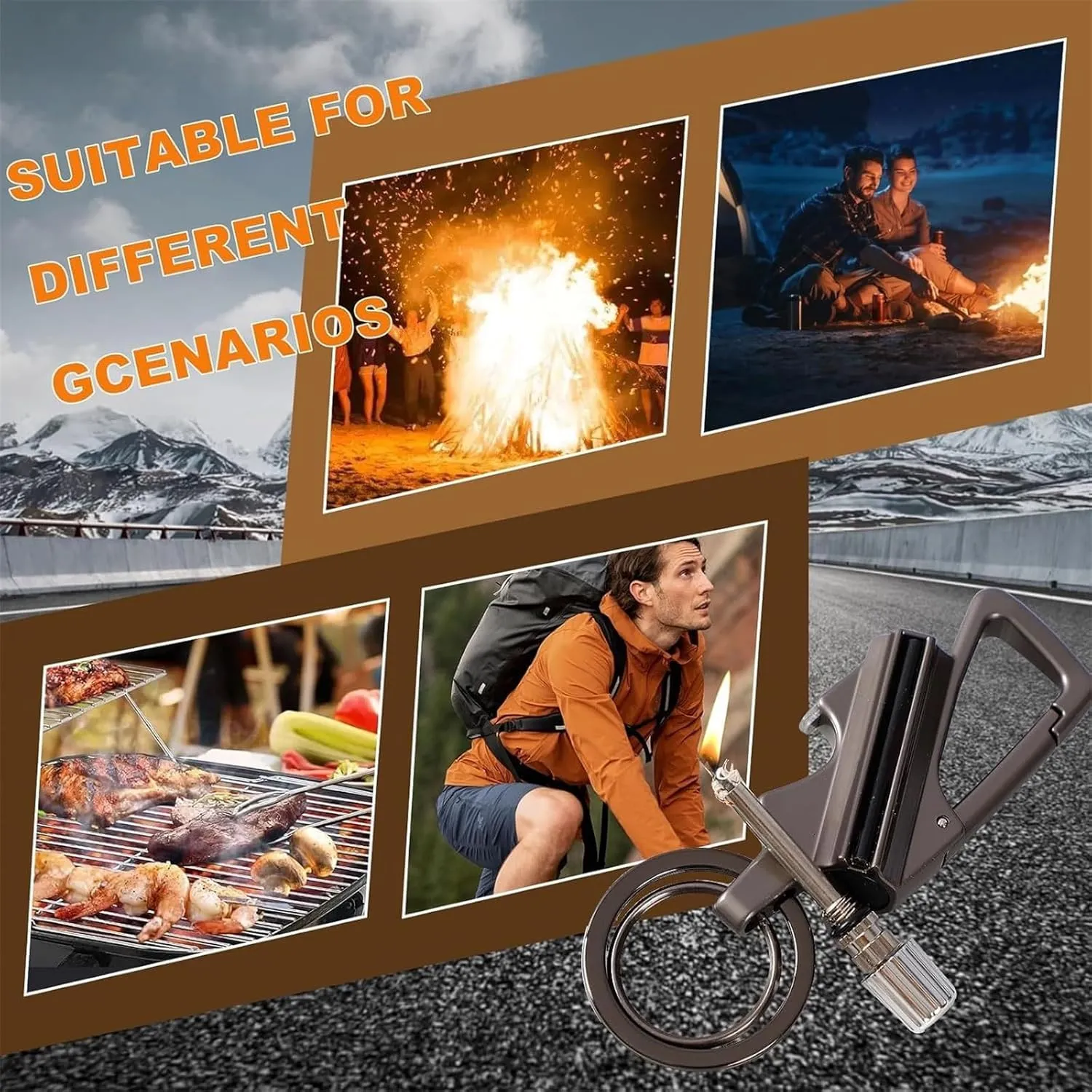 Permanent Match Infinity Lighter, Keychain Lighter, with Multitool Bottle Opener, Metal Match Kerosene Lighters, Reusable, Strike Anywhere (Black*2)