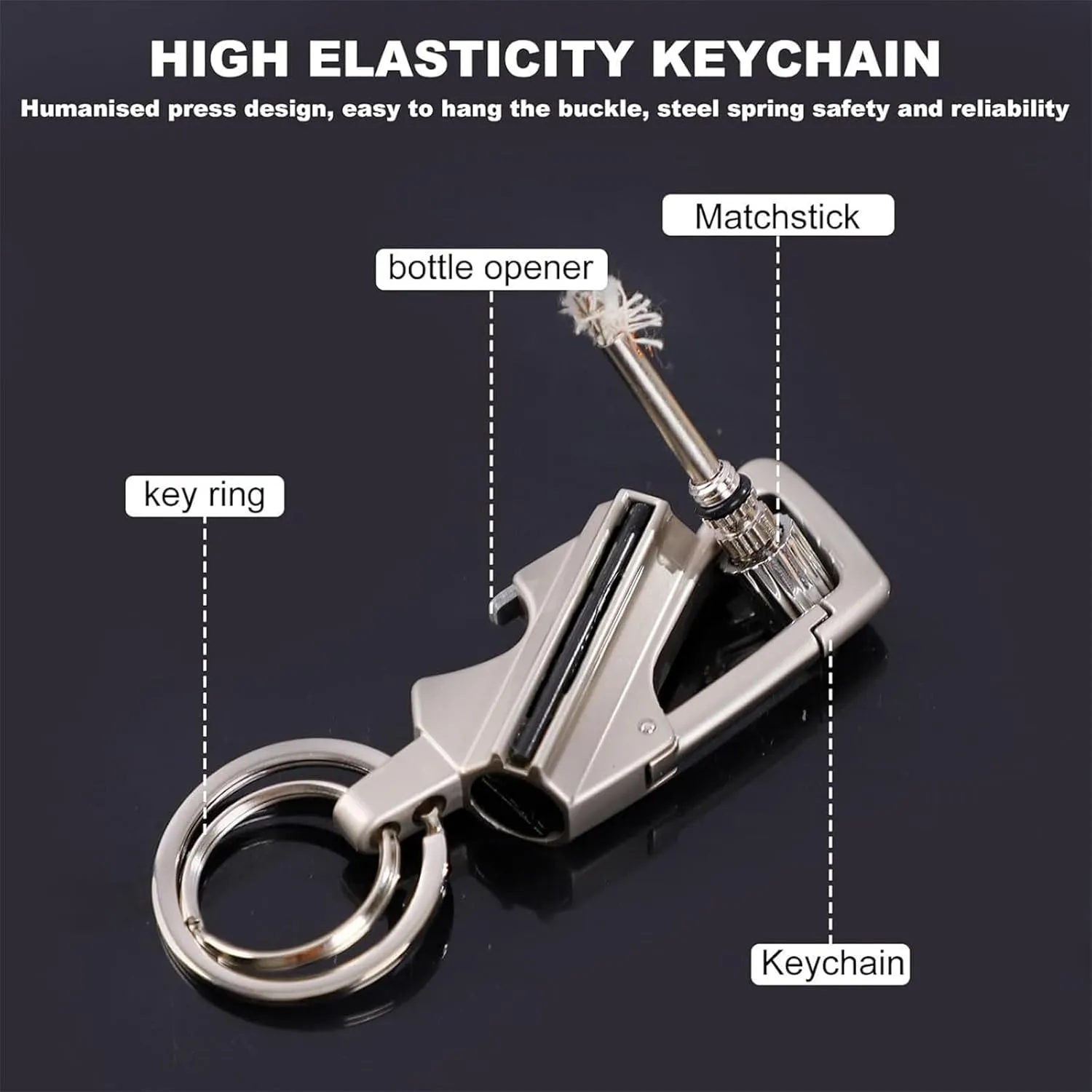 Permanent Match Infinity Lighter, Keychain Lighter, with Multitool Bottle Opener, Metal Match Kerosene Lighters, Reusable, Strike Anywhere (Black*2)
