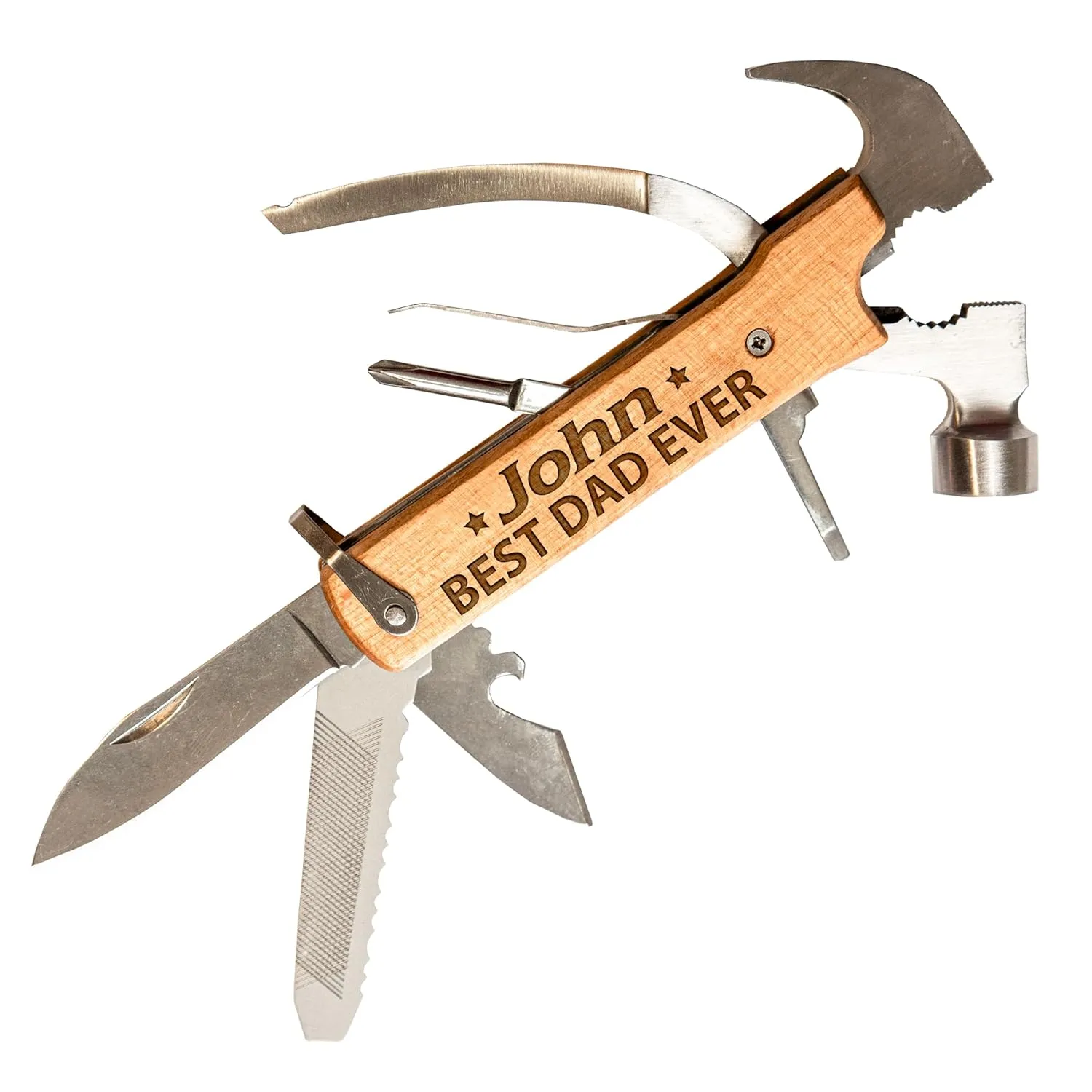 Personalized Best Dad Ever Fathers Day Gifts for Dad, Grandpa, Papa, Husband, Custom Multitool Camping Hammer, Personalized Name Engraved Multi-Tool Pocket Folding Knife Birthday, Christmas Men Gifts