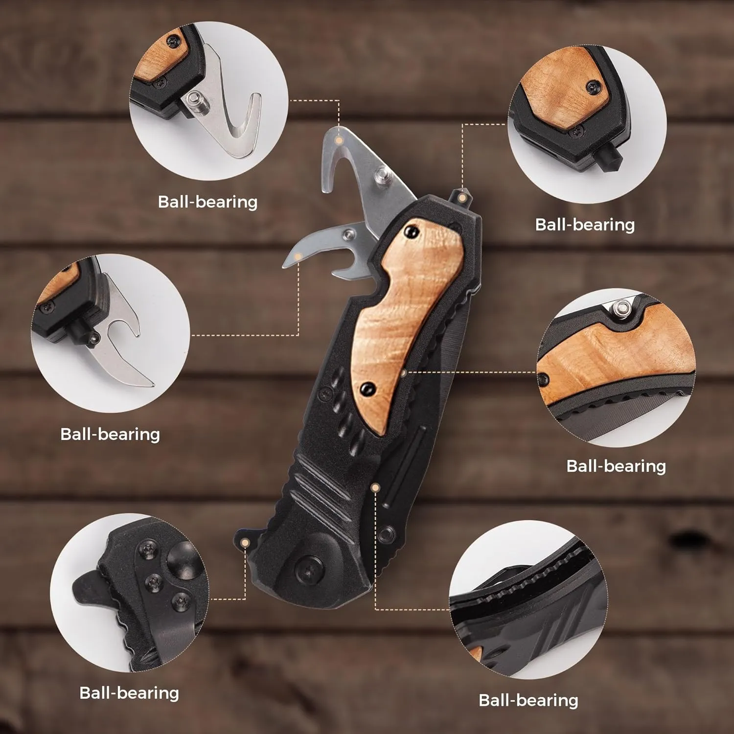 Personalized Engraved Folding Pocket Knife - Best husband Ever Gift with Black Stainless Steel Blade & Wood Handle, Quick Opening Flipper, Multitool Folding Knife for Men