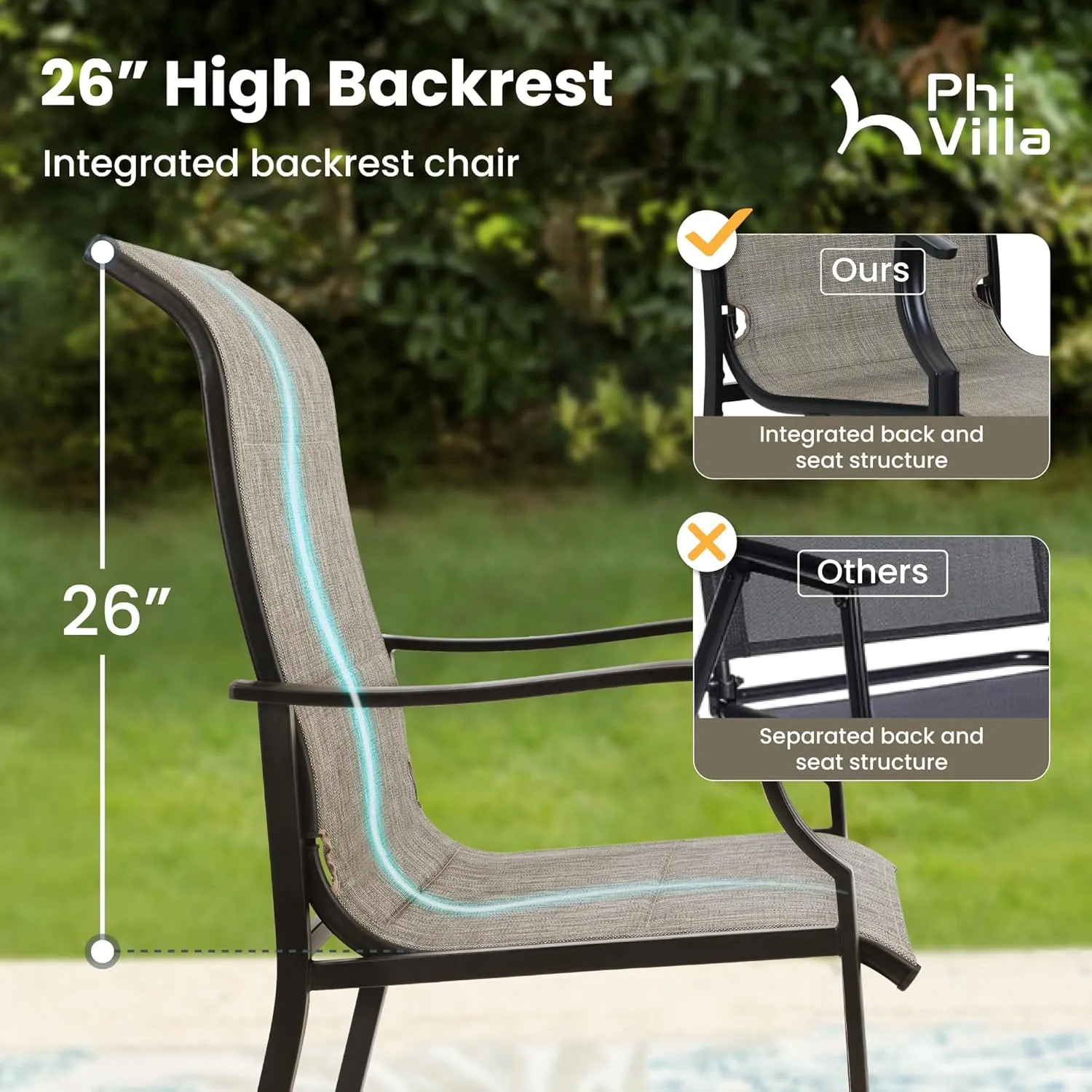 PHI VILLA Outdoor Dining Set for 8, Patio Table and Chairs Set with 8 Padded Deep Seating Armrest Dining Chairs & Full Metal Extendable Table，Outside Furniture Dining Set for Poolside, Lawn, Garden