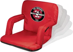 PICNIC TIME Disney Mickey Mouse Ventura Reclining Stadium Seat with Back Support, Bleacher Seat, Beach Floor Chair, (Red), 20 x 2 x 32