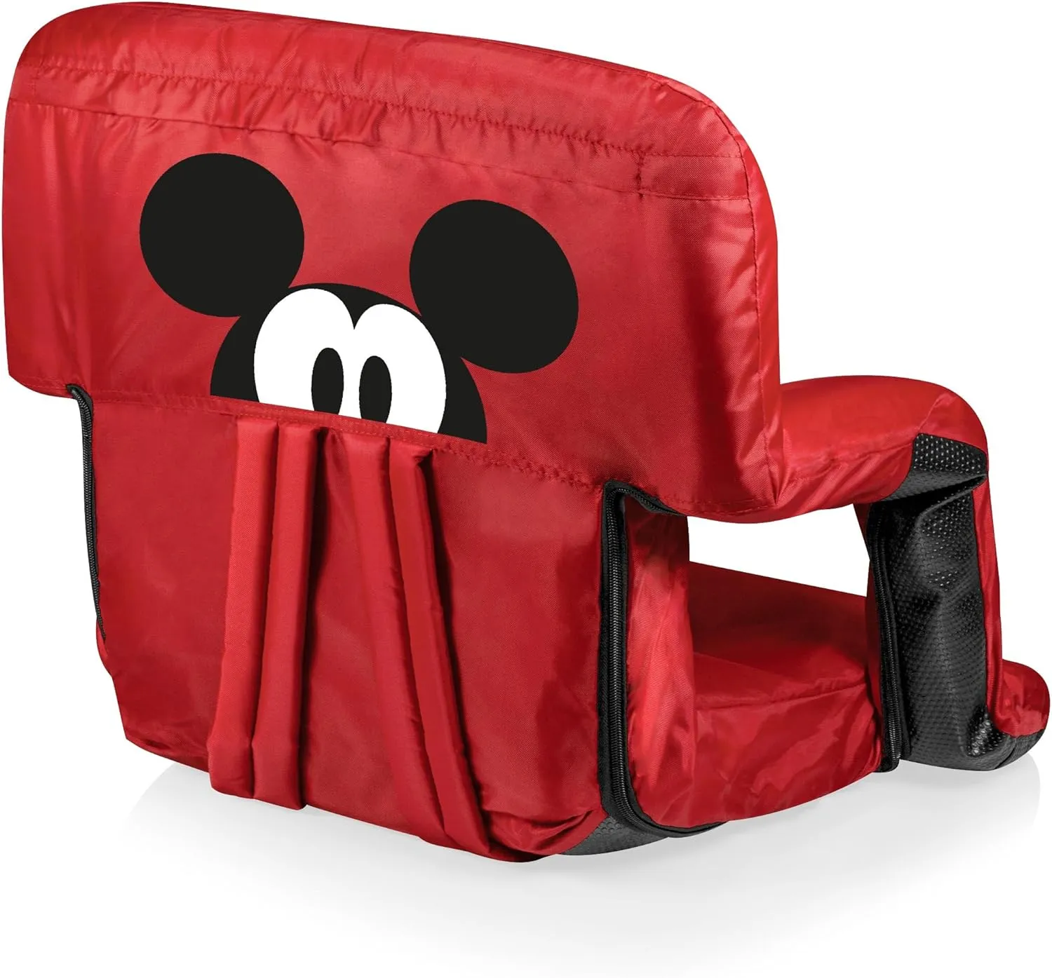 PICNIC TIME Disney Mickey Mouse Ventura Reclining Stadium Seat with Back Support, Bleacher Seat, Beach Floor Chair, (Red), 20 x 2 x 32