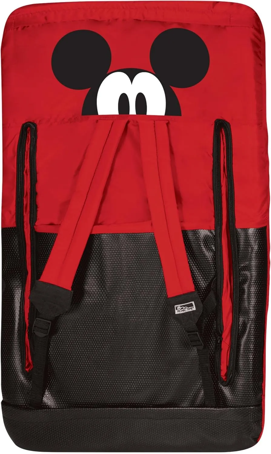 PICNIC TIME Disney Mickey Mouse Ventura Reclining Stadium Seat with Back Support, Bleacher Seat, Beach Floor Chair, (Red), 20 x 2 x 32