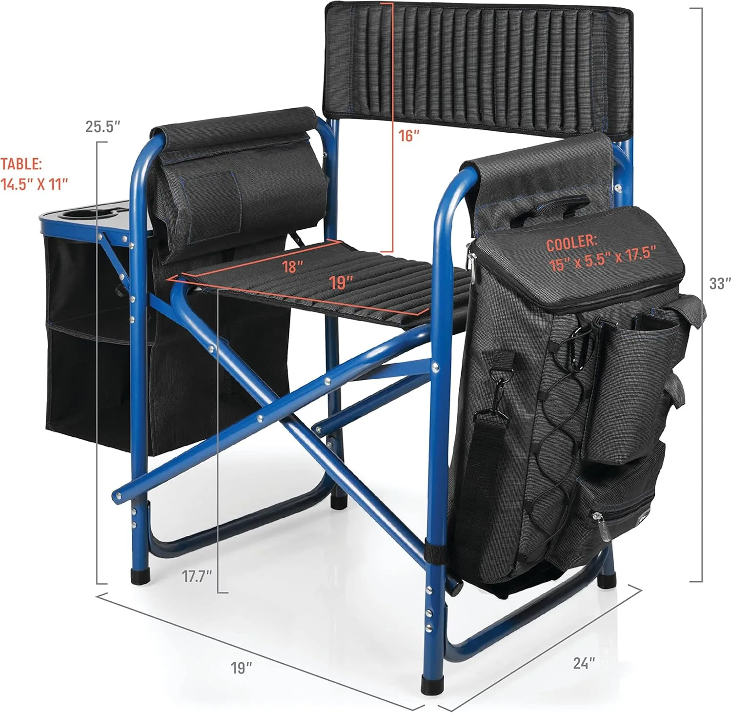 PICNIC TIME NCAA Penn State Nittany Lions Fusion Camping Chair with Side Table and Soft Cooler - Beach Chair for Adults - Lawn Chair