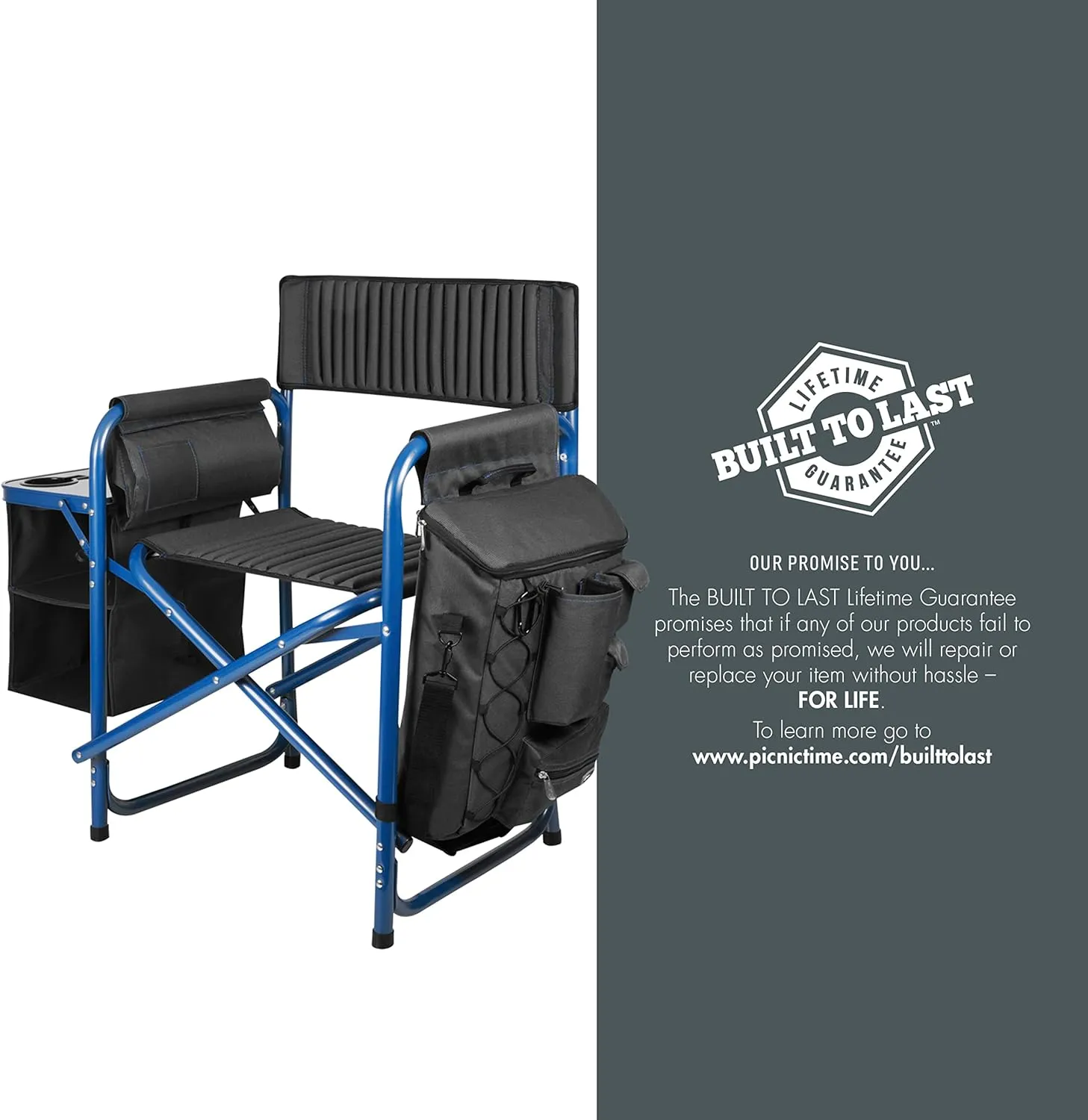PICNIC TIME NCAA Penn State Nittany Lions Fusion Camping Chair with Side Table and Soft Cooler - Beach Chair for Adults - Lawn Chair