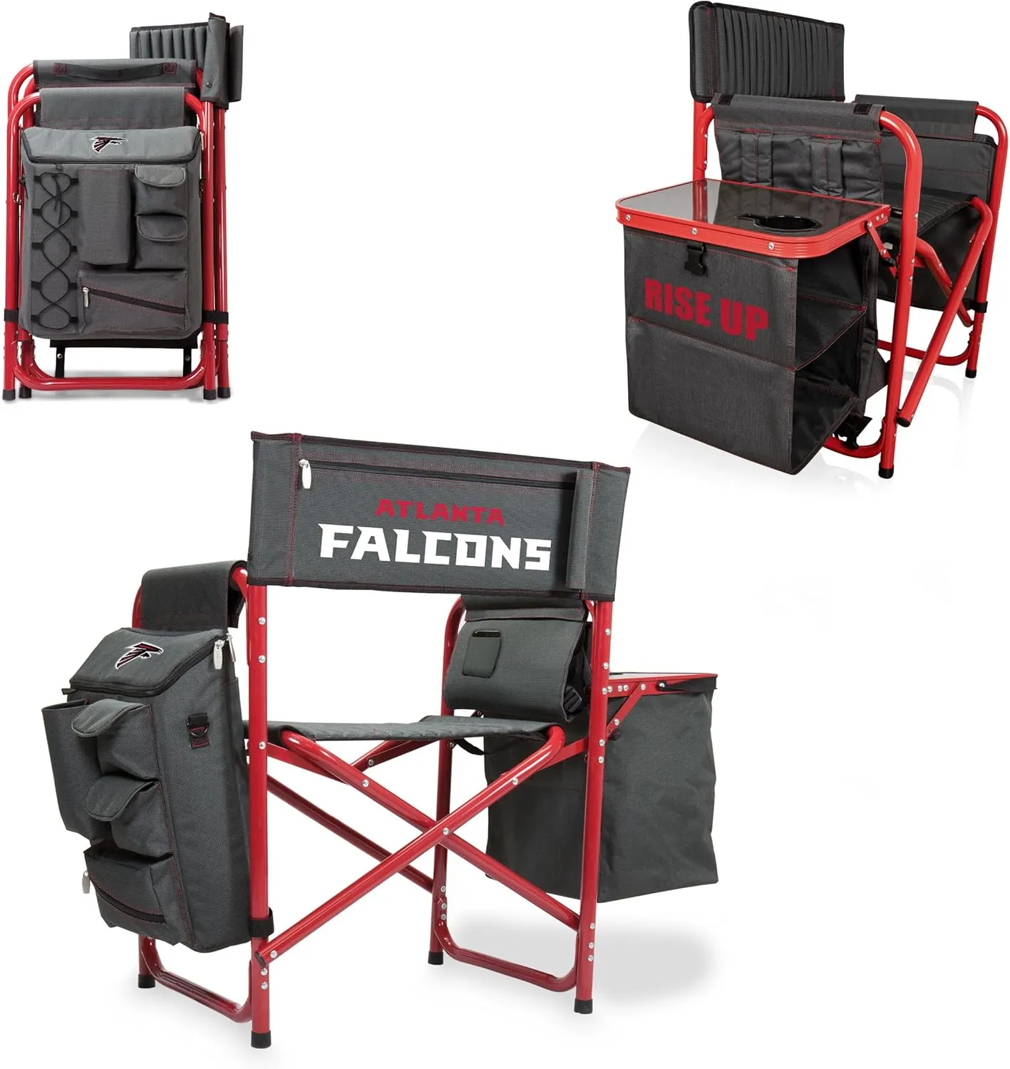 PICNIC TIME NFL Unisex-Adult NFL Fusion Camping Chair with Side Table and Soft Cooler, Beach Chair for Adults, Lawn Chair
