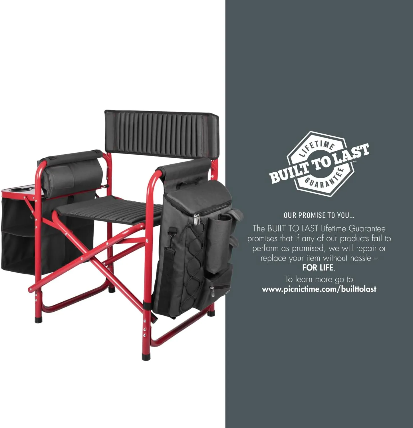 PICNIC TIME NFL Unisex-Adult NFL Fusion Camping Chair with Side Table and Soft Cooler, Beach Chair for Adults, Lawn Chair