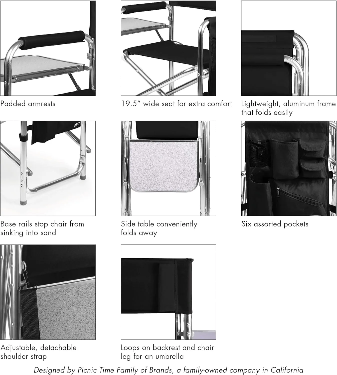 PICNIC TIME NFL Unisex-Adult NFL Sports Chair with Side Table, Beach Chair, Camp Chair for Adults