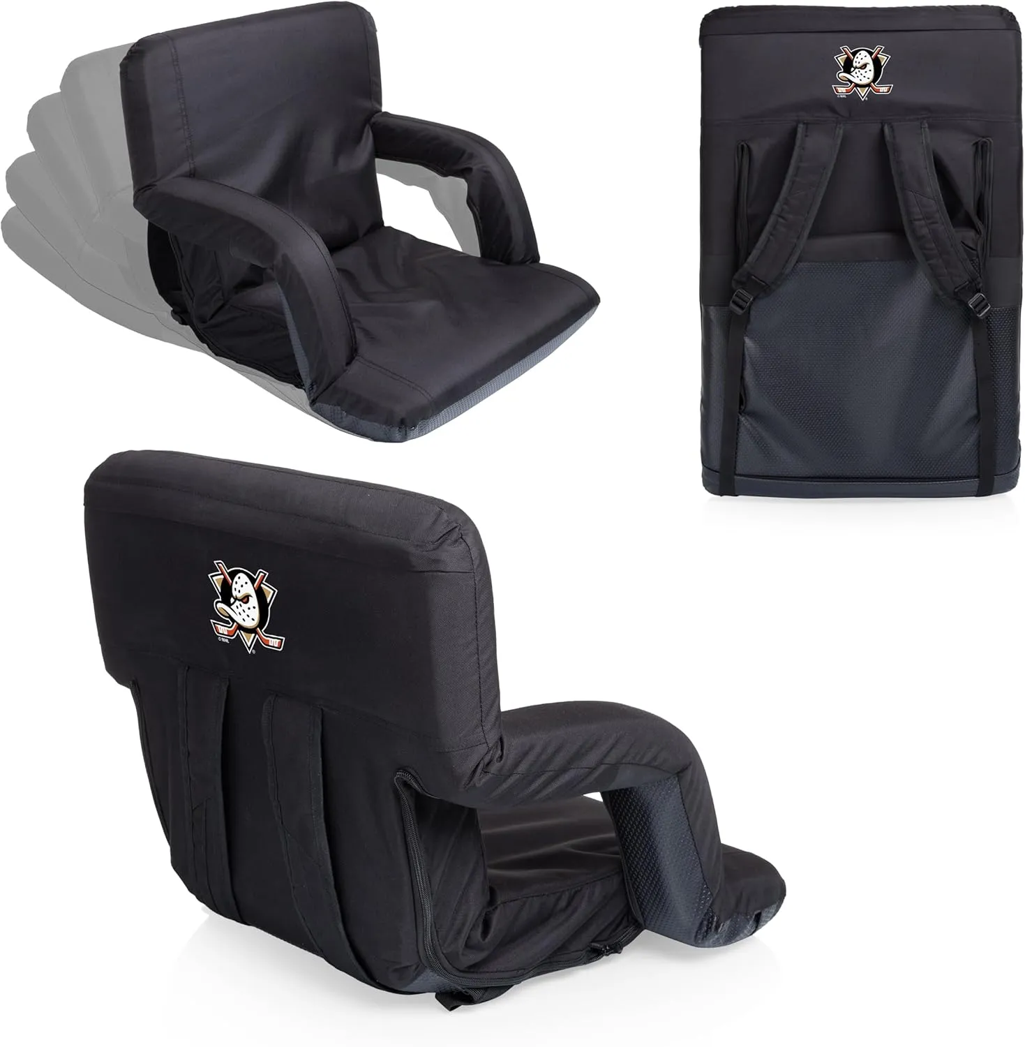 PICNIC TIME NHL Ventura Reclining Stadium Seat with Back Support - Bleacher Seat - Beach Floor Chair