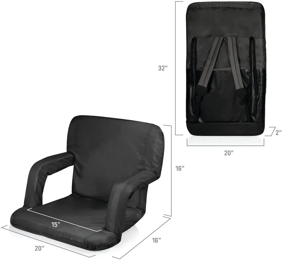 PICNIC TIME NHL Ventura Reclining Stadium Seat with Back Support - Bleacher Seat - Beach Floor Chair